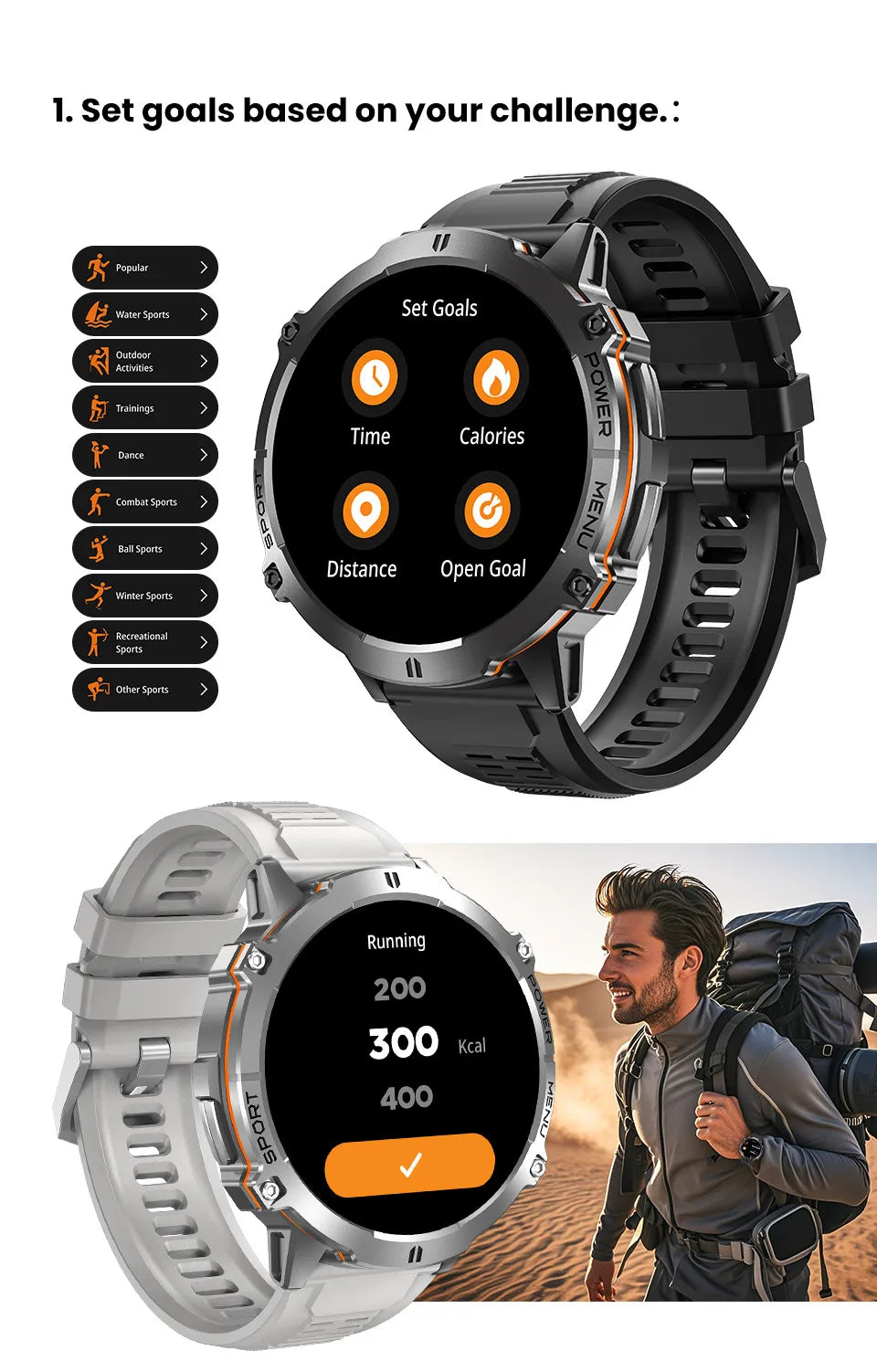 Reloj inteligente LIGE para hombre, con batería de 900 mAh, Bluetooth, llamadas, frecuencia cardíaca, oxígeno en sangre, brújula, monitor de salud, resistente al agua