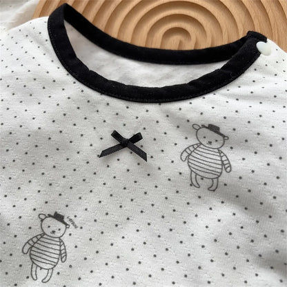 Ropa de bebé 2025, verano, para niñas de 1 a 3 años, conjunto informal de manga corta con dibujos animados para exteriores, conjunto fino de dos piezas
