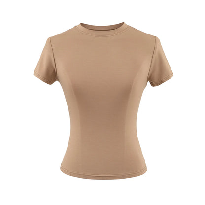 Camiseta informal de alta calidad para mujer, blusa sexy ajustada de manga corta, tendencia de moda, ropa lisa, tops Y2K, 2024