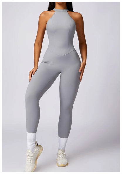 Conjunto de mono sin espalda para entrenamiento, mono de fitness, ropa deportiva siamesa para mujer, chándal, ropa de gimnasio, mono de una pieza, conjunto de yoga
