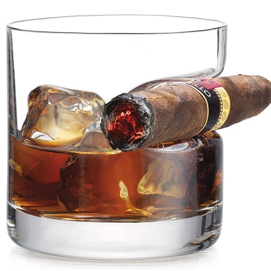 1 vaso de whisky de lujo creativo para el hogar - Vaso de whisky antiguo con reposapuros dentado de 12,85 oz