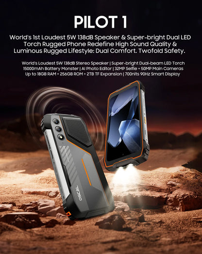 [Estreno mundial] Blackview OSCAL PILOT 1: Teléfono resistente, smartphone de 6 GB y 256 GB, pantalla HD+ de 6,67", batería de 15000 mAh y NFC.