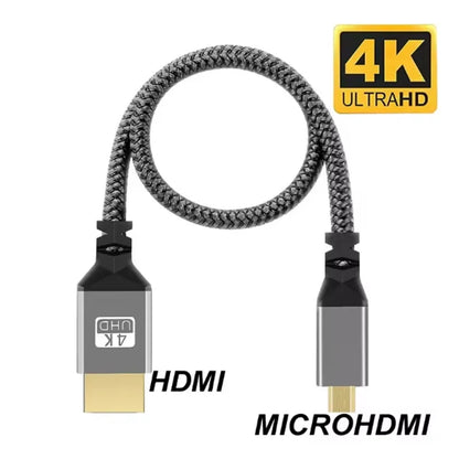 Cable HD de 0,3 m con trenzado de nailon, compatible con Micro HDMI a HDMI, 4K/60 Hz y 3D. Compatible con HDTV y PS4.
