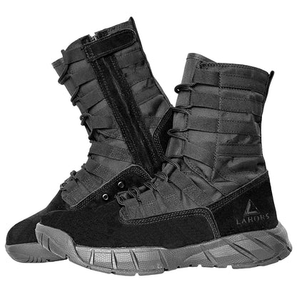 Botas tácticas de combate LAHORS de piel de ante ligera para hombre, ideales para senderismo al aire libre, estilo militar del desierto, transpirables, hasta el tobillo, fabricadas en material sintético.
