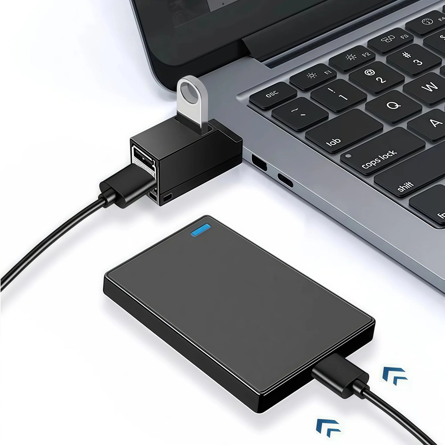 Adaptador concentrador USB 3.0 de 4 puertos: transferencia de datos de alta velocidad de 5 Gbps, diseño compacto y portátil para ordenador portátil, PC y Mac.
