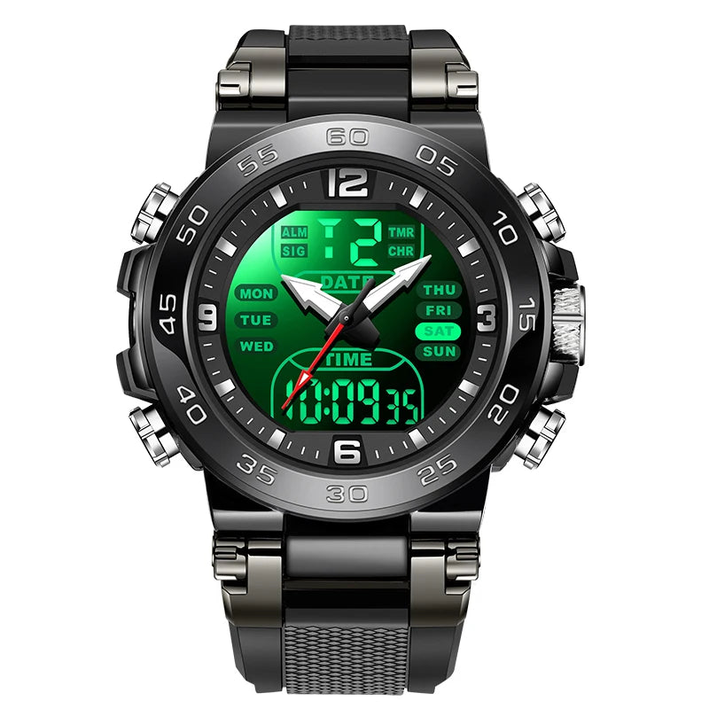 Relojes FOXBOX para hombre, marca superior, reloj de pulsera analógico digital de cuarzo de lujo para hombre, reloj luminoso con pantalla de doble horario resistente al agua para hombre