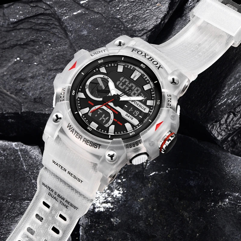 Reloj militar digital LIGE para hombre, resistente al agua hasta 50 m, LED, de cuarzo, deportivo, grande, masculino