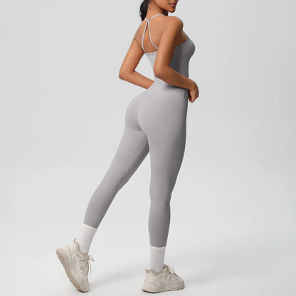 Conjunto de top de yoga halter, traje de gimnasio para fitness, entrenamiento, top deportivo sin mangas, espalda cruzada, ropa interior deportiva, control de abdomen, adelgazante