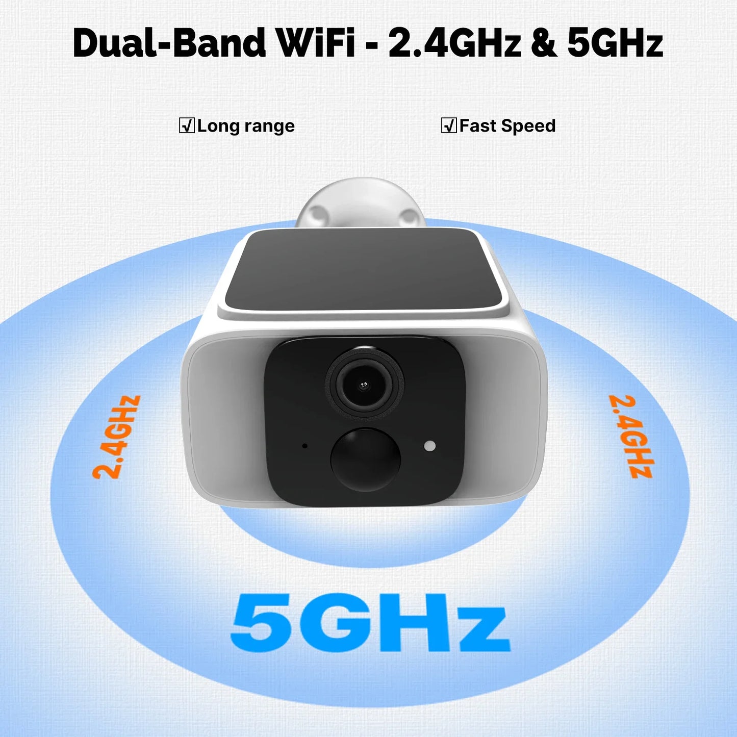 Cámara de seguridad solar inteligente MOES, WiFi de doble banda 2.4/5 GHz, resistente al agua IP65, monitoreo mediante aplicación (Alexa/Google Home), Tuya