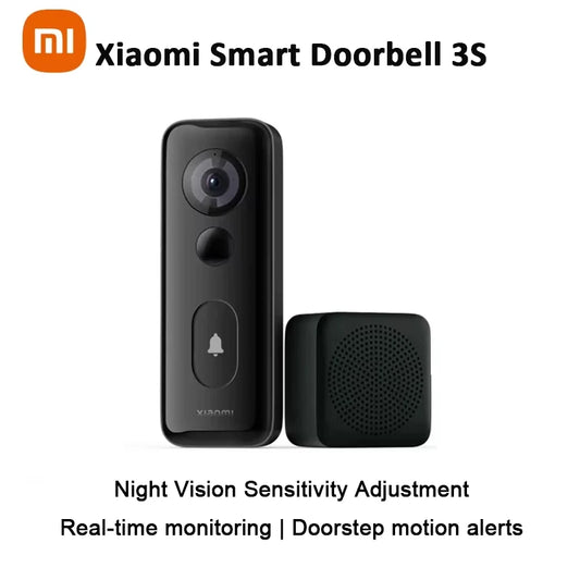 Timbre inteligente Xiaomi 3S, resistente al agua IP65, visión nocturna Ultra HD 2K, batería de larga duración, reconocimiento de voz por IA.