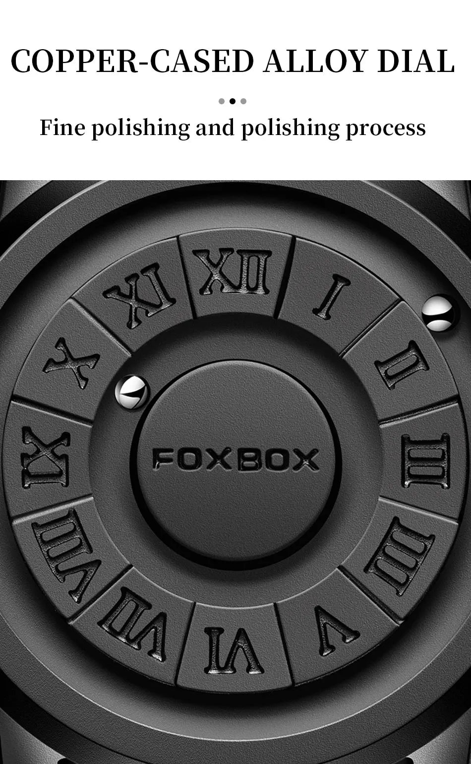 Relojes FOXBOX para hombre, marca de lujo, de cuero, resistente al agua, reloj de pulsera de cuarzo con puntero de desplazamiento y fuerza magnética.