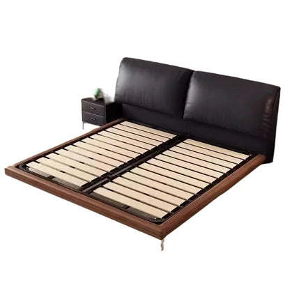 Cama doble europea minimalista con decoración negra, moderna y flexible, tamaño king, de madera, muebles matrimoniales para el hogar