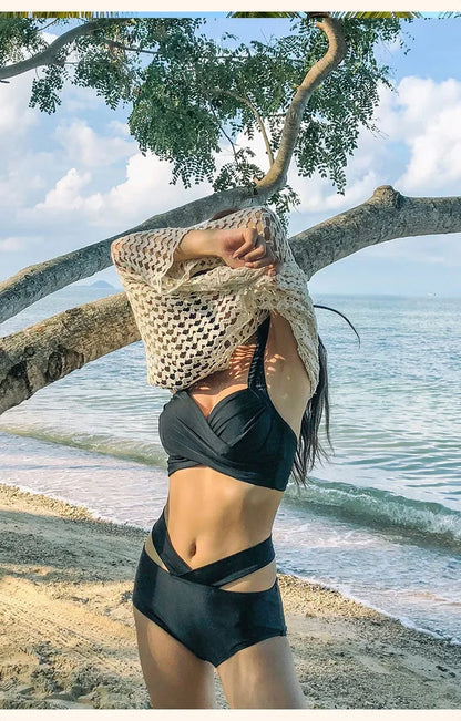 Bikinis sexys 2024, trajes de baño para mujer, traje de baño femenino de cintura alta, trajes de baño rojos push up, conjunto de bikini coreano para niñas, ropa de playa, bañista