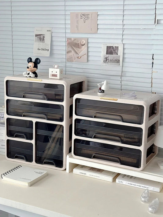 Organizador de escritorio, caja de almacenamiento para cosméticos, escritorio de oficina, dormitorio, estudio, escritorio, plástico, rectangular