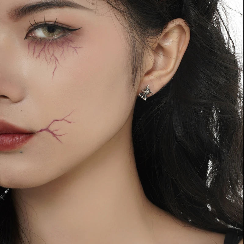 Pendientes de plata de ley 925 con forma de sombrero mágico y fantasma para mujeres y niñas, con personalidad, estética y accesorios de joyería de Halloween.