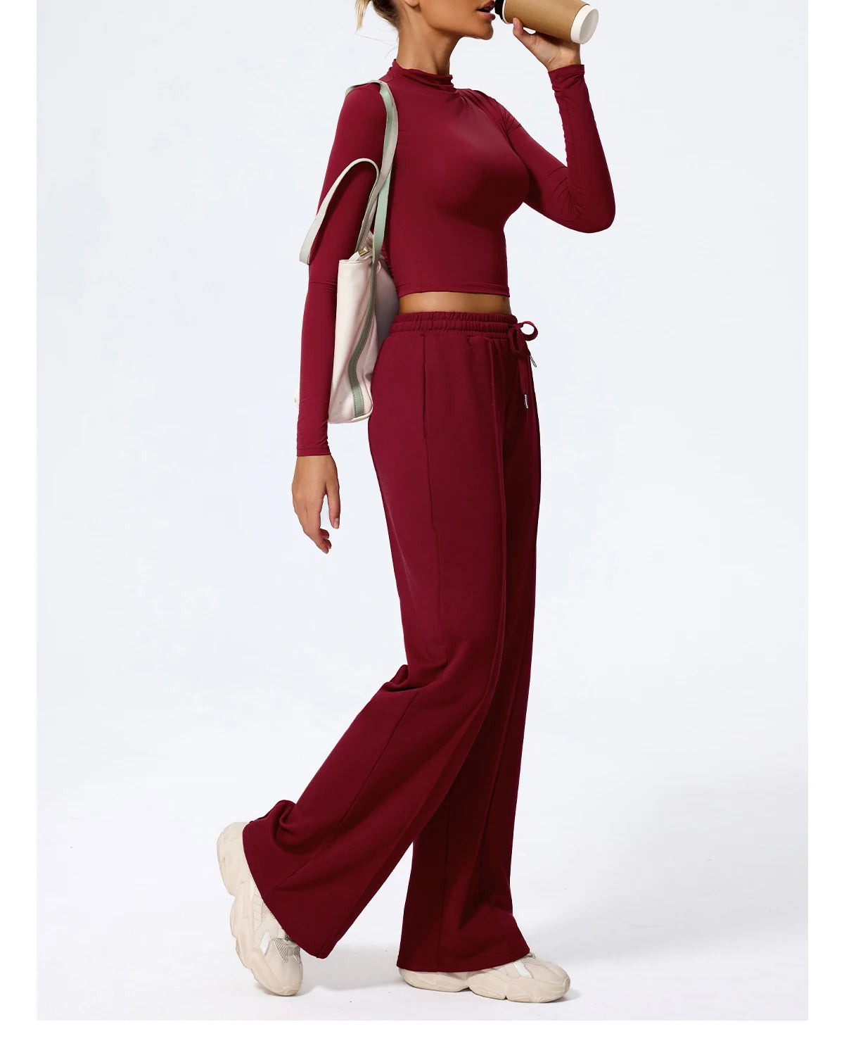 Pantalones largos de yoga para mujer, cálidos para invierno y otoño, para gimnasio, entrenamiento, estilo holgado, deportivos, de cintura alta, con cordón ajustable.