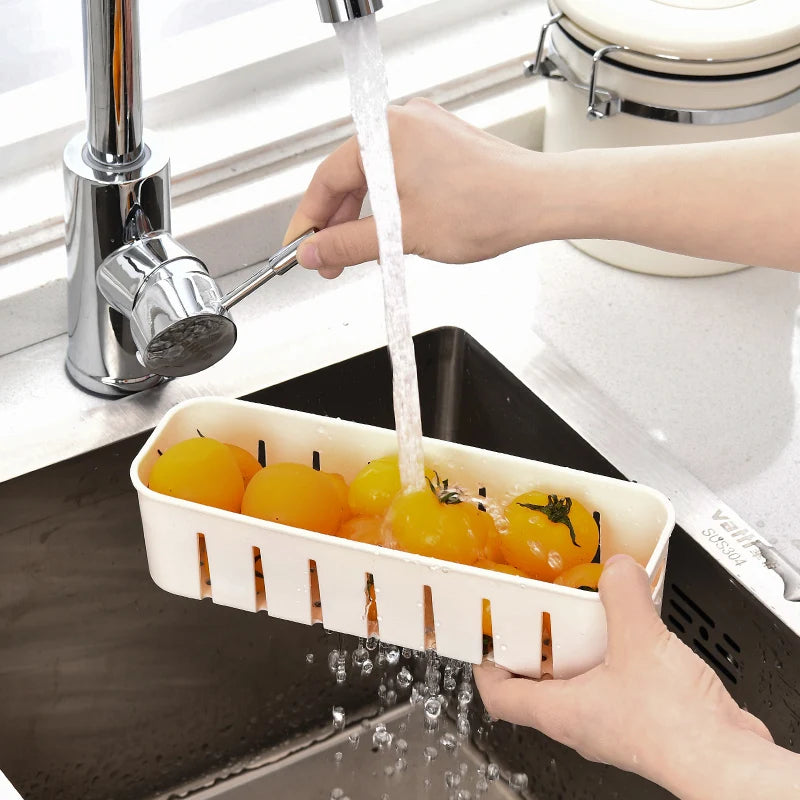 Caja de drenaje para cocina, contenedor de almacenamiento para intervalos, cesta de almacenamiento para refrigerador con asa, hecha de material PET, color blanco
