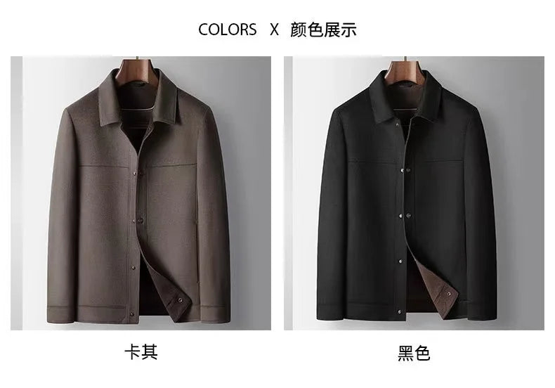 2025 Autumn/Winter New Men's Woolen Coat with 95% Wool Content, Cashmere Warmth, Light Luxury Business Leisure Woolen Coat