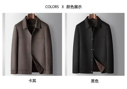 2025 Autumn/Winter New Men's Woolen Coat with 95% Wool Content, Cashmere Warmth, Light Luxury Business Leisure Woolen Coat