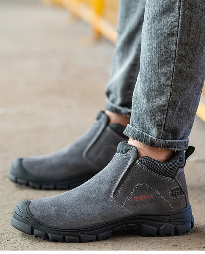 Zapatos de seguridad para hombre con puntera de acero, transpirables, suaves, antideslizantes, botas de trabajo protectoras, calzado cómodo para hombre, aislamiento 6KV.