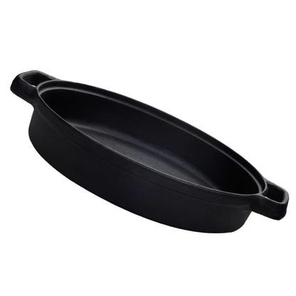 Sartén duradera de hierro fundido sin revestimiento de 22 cm para uso doméstico y exterior con fondo grueso y distribución uniforme del calor.