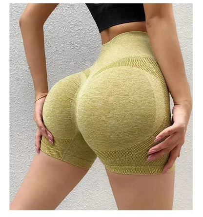 Pantalones cortos de yoga con diseño de miel, deportivos, de cintura alta, elásticos, ajustados, antideslumbrantes, de secado rápido, para fitness.