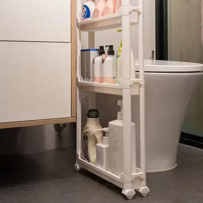 Armario de almacenamiento multicapa con puerta trasera, ahorra espacio y es ideal para baño y cocina, organización de armarios estrechos.