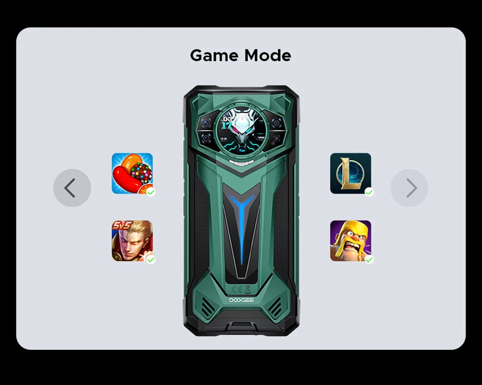 Teléfono resistente DOOGEE S200 Ultra 5G con IA, 48 GB + 1 TB, pantalla trasera de 1,34" con efecto de luz, procesador Dimensity 7400, batería de 11000 mAh, carga rápida de 66 W, NFC, WiFi 6E.