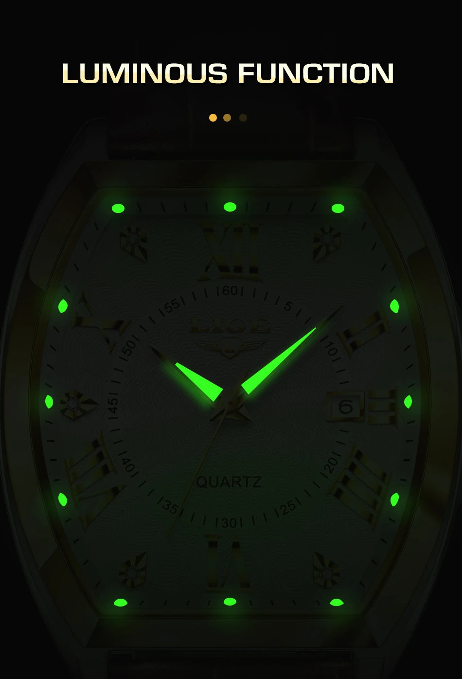 LIGE - Nuevos relojes militares para hombre, marca original de lujo, de cuero, de cuarzo, cronógrafo cuadrado resistente al agua