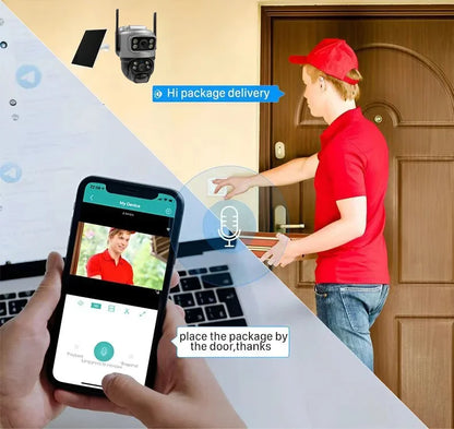 Cámara solar 4G de 8MP con lente dual 4K, PIR, tarjeta SIM integrada, visión nocturna, resistente al agua, cámara IP de seguridad con batería y monitor CCTV.