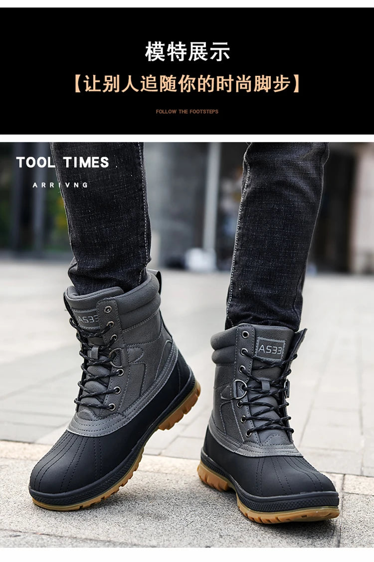 Botas de nieve de invierno para hombre, talla grande 47, para exteriores, para entrenamiento, trabajo, impermeables, antideslizantes, mantienen el calor en invierno.