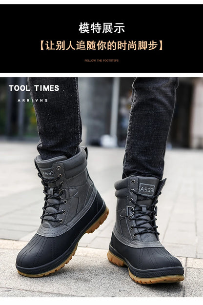 Botas de nieve de invierno para hombre, talla grande 47, para exteriores, para entrenamiento, trabajo, impermeables, antideslizantes, mantienen el calor en invierno.