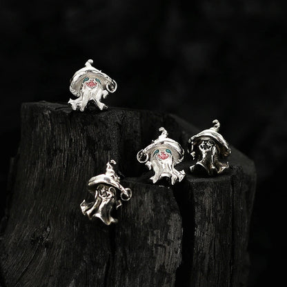Pendientes de plata de ley 925 con forma de sombrero mágico y fantasma para mujeres y niñas, con personalidad, estética y accesorios de joyería de Halloween.