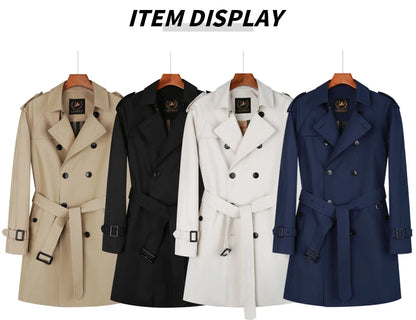Super long windbreaker down liner  weatherproof men's trench coat British trend black trench coat men's casual coat