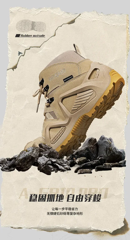 Botas tácticas para hombre con correas para entrenamiento de combate, impermeables, transpirables, ideales para senderismo y uso multifuncional en motocicleta.