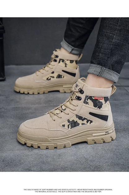 Botas altas para hombre, suela plana, ligeras, para senderismo, exteriores, negras, para correr, tenis, caminar, motocicleta