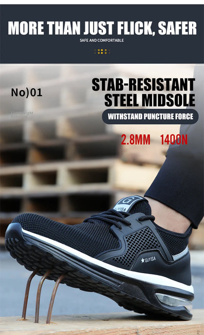 Steel Toe Protective Safety Shoes Men Women Work Sneakers Lightweight Breathable Indestructible Work Shoes Men Safety Boots