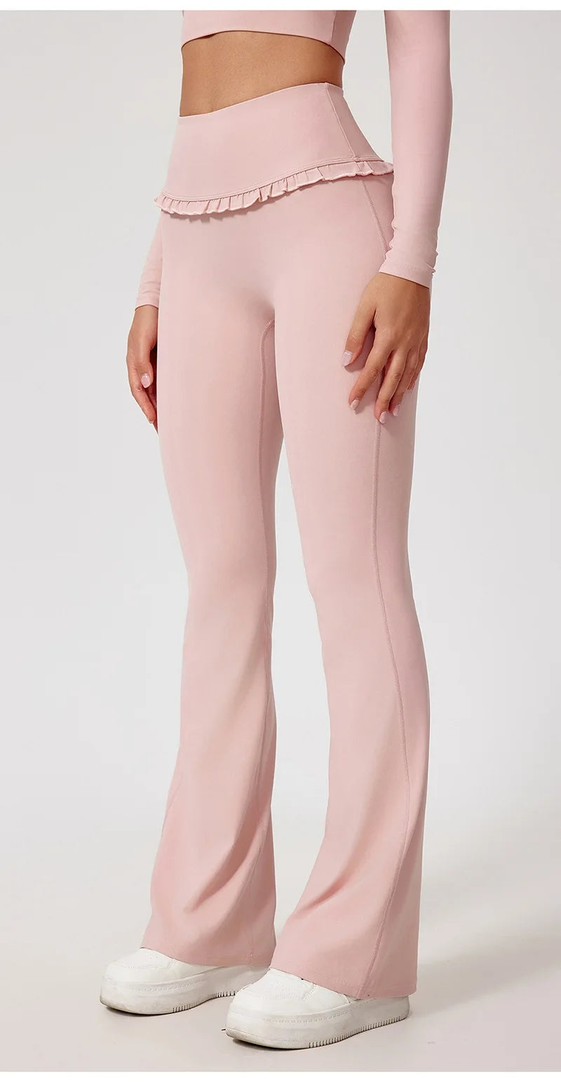 Pantalones deportivos rosas para mujer Cloud Hide Leisure, ideales para entrenamiento en casa, yoga, gimnasio, fitness, correr, con cintura alta y estilo urbano.