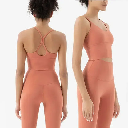 Ropa deportiva para mujer, conjunto de sujetador y leggings deportivos para gimnasio, 2 piezas, ropa deportiva femenina con sensación de desnudez, chándal para mujer