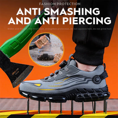 Small Size Rotary Buckle Work Safety Shoes For Men Air Soft Sole Lightweight Protective Work Sneakers Men and Women Shoes