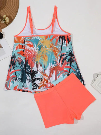 VigoJany 2025 Traje de baño brasileño de dos piezas con estampado sexy de talla grande para mujer, tankini con tirantes y escote en V, traje de baño grande para playa