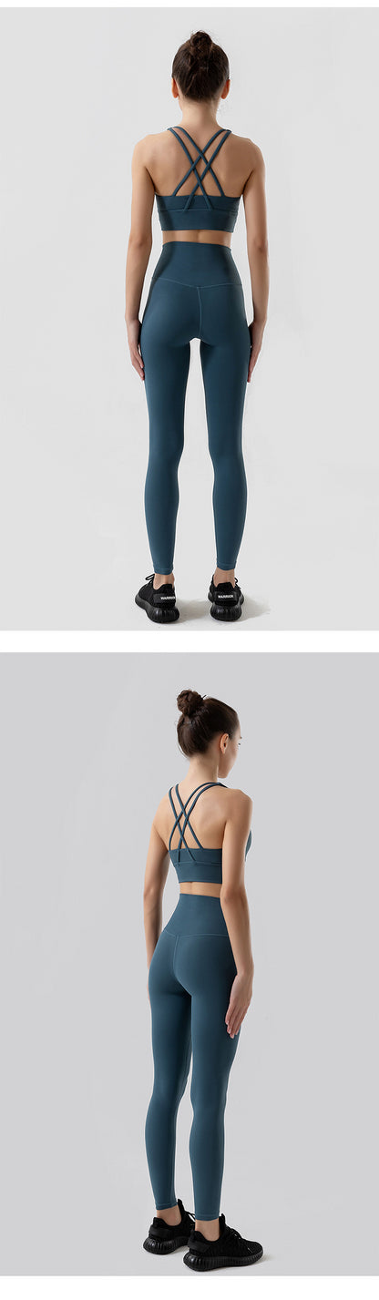 Women's Naked Feeling Sports Bra and Leggings Set - 2 Piece Gym Outfit for Fitness, Yoga Clothes Leggings and Tops Workout Suits