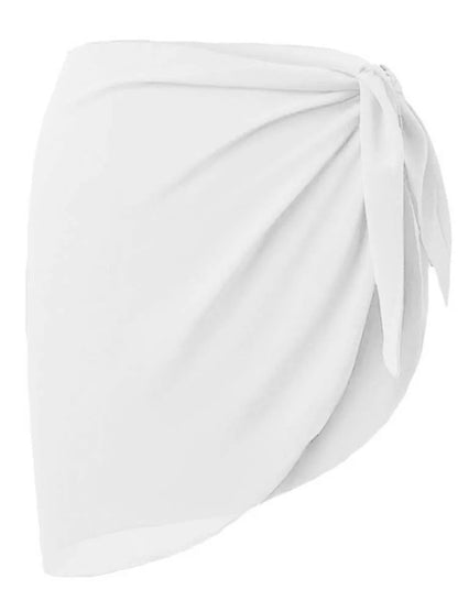 Traje de baño corto de verano para mujer, pareo de playa, bikini, falda transparente, bufanda de gasa, pareo transparente para traje de baño