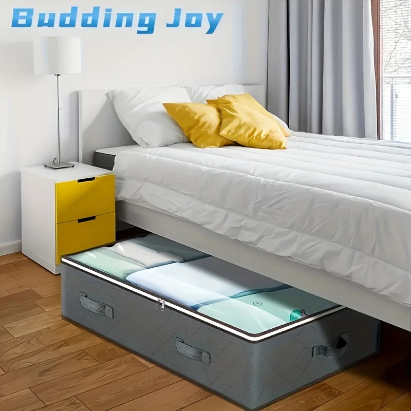 Caja de almacenamiento con tapa para mesita de noche, bolsa de almacenamiento debajo de la cama con ventana transparente y asas reforzadas para ropa y ropa de cama.