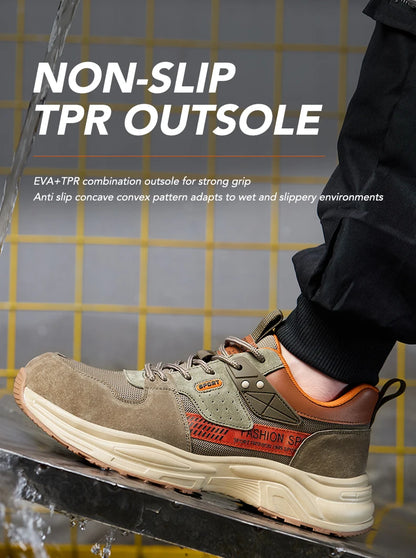 Zapato de trabajo antiperforación para hombre, zapatillas de trabajo de seguridad transpirables con puntera de acero, zapatos indestructibles, botas de trabajo transpirables.