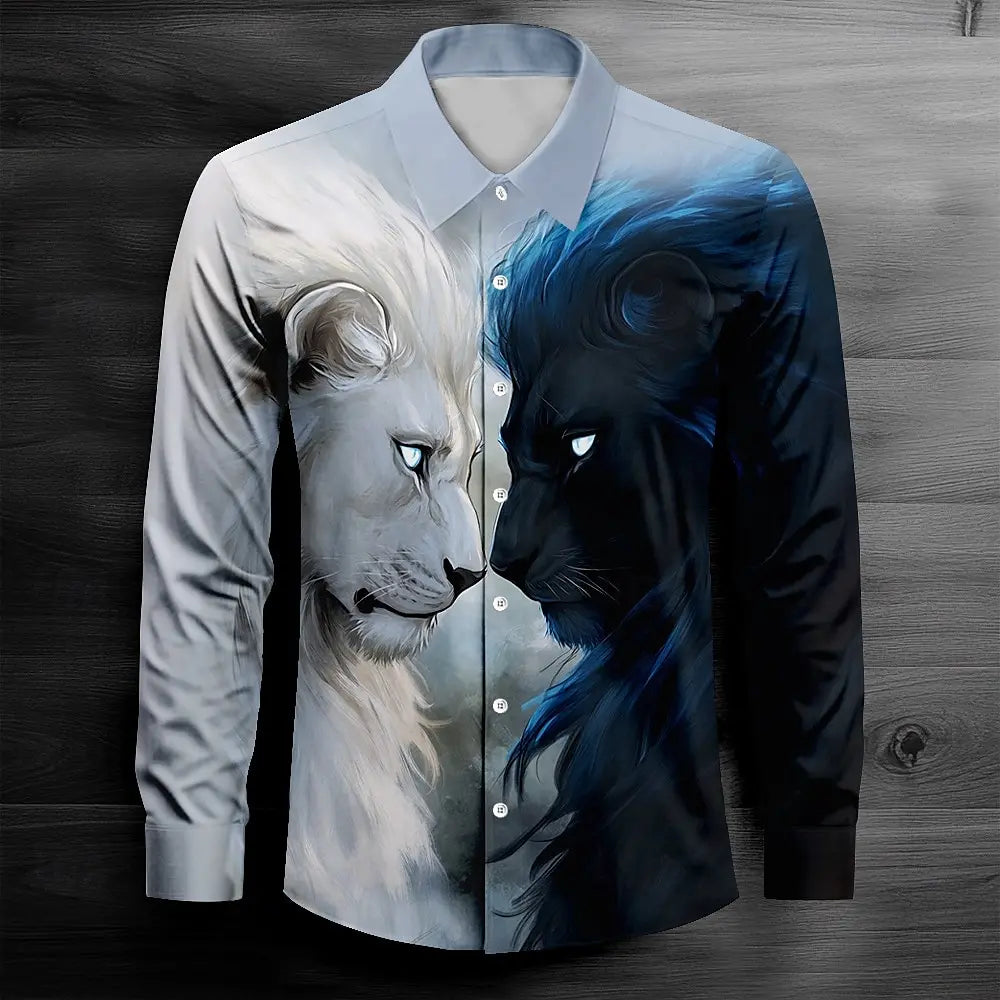 Camisa 3D de manga larga para hombre, estilo casual urbano, suave y cómoda, con un nuevo diseño tridimensional.