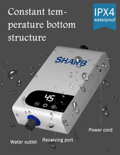 Calentador de agua eléctrico instantáneo sin tanque con temperatura constante y pantalla digital. Calentador de agua a demanda.