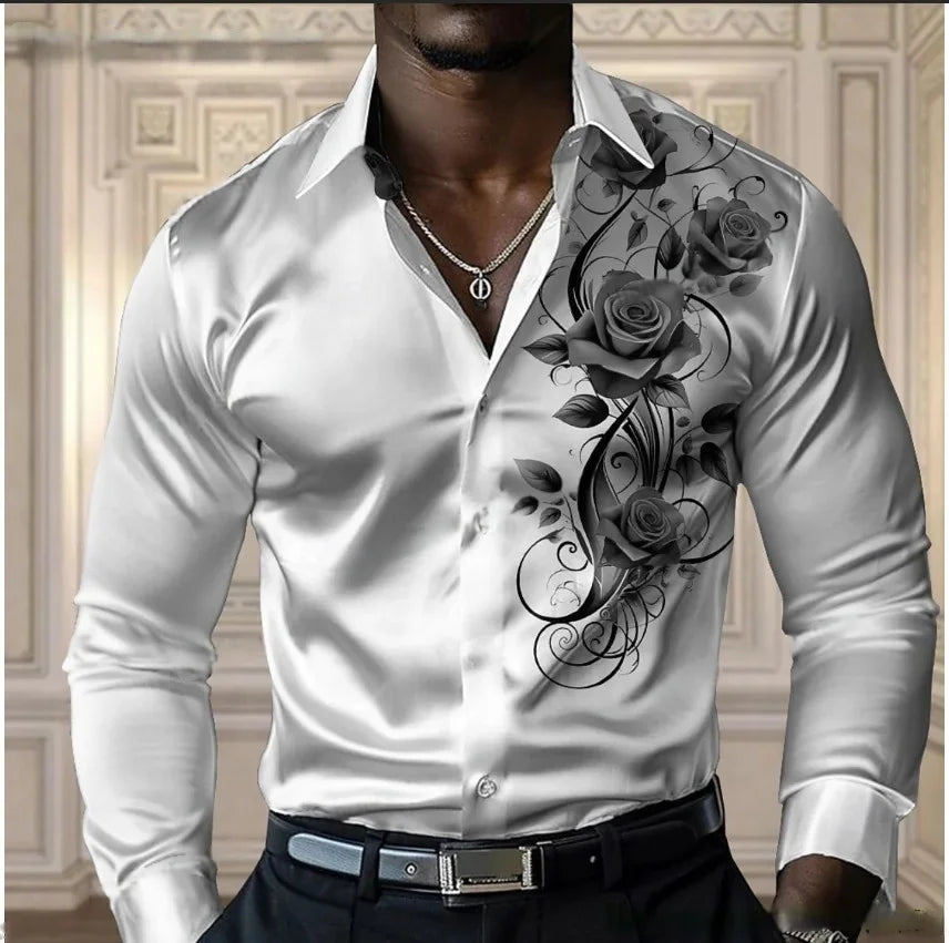 Camisa rosa de alta gama para hombre, camisa informal y cómoda de manga larga con botones, camisa moderna para las cuatro estaciones, diseño de tallas grandes