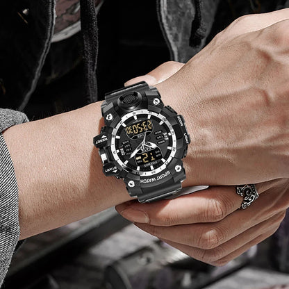 LIGE Reloj Original para Hombre, Reloj de Pulsera Deportivo Militar de Moda con Cronógrafo de Cuarzo, Relojes de Lujo con Doble Pantalla LED y Calendario para Hombre