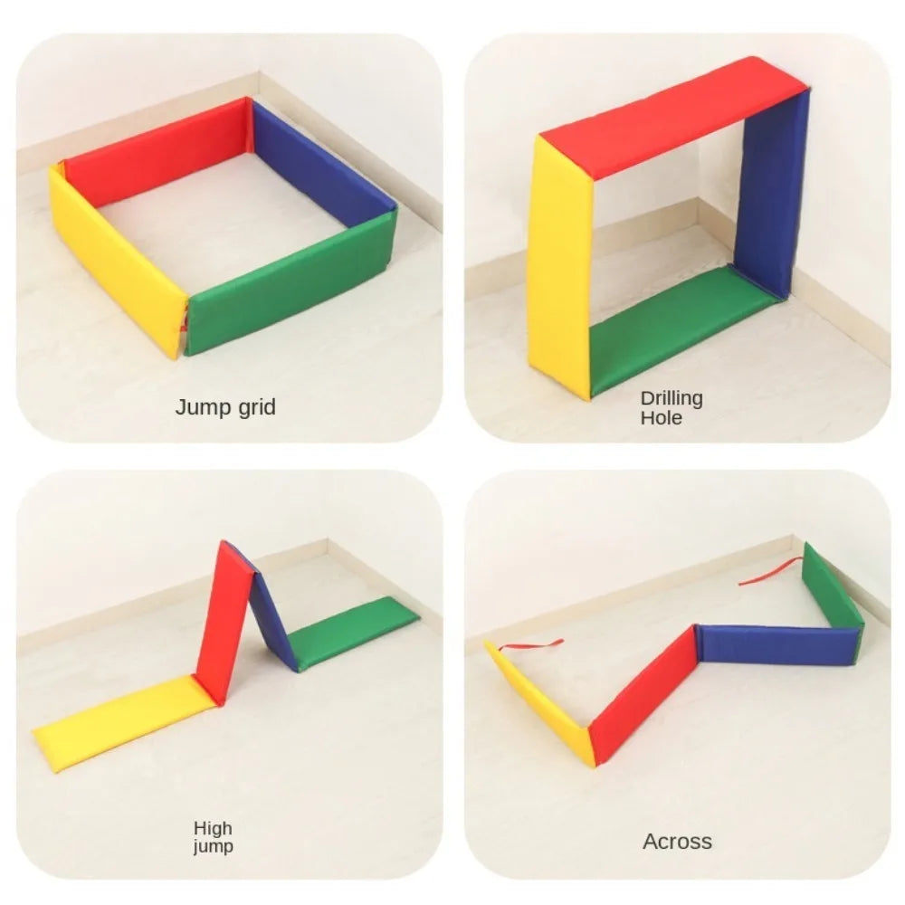 Juguetes portátiles para niños al aire libre, juegos de salto con rejilla, perforaciones, accesorios de entrenamiento físico deportivo para jardín de infantes, juegos divertidos en interiores